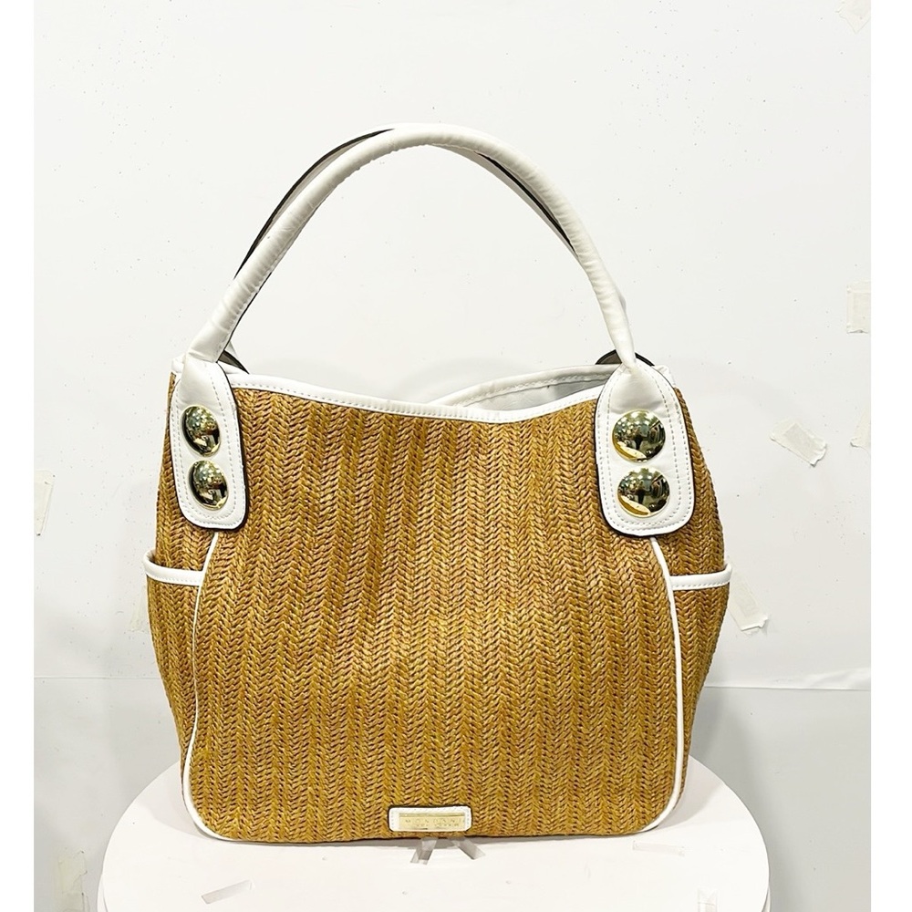Mondani Women Handbag Purse Faux‎ Leather Cognac Minimalist Contemporary